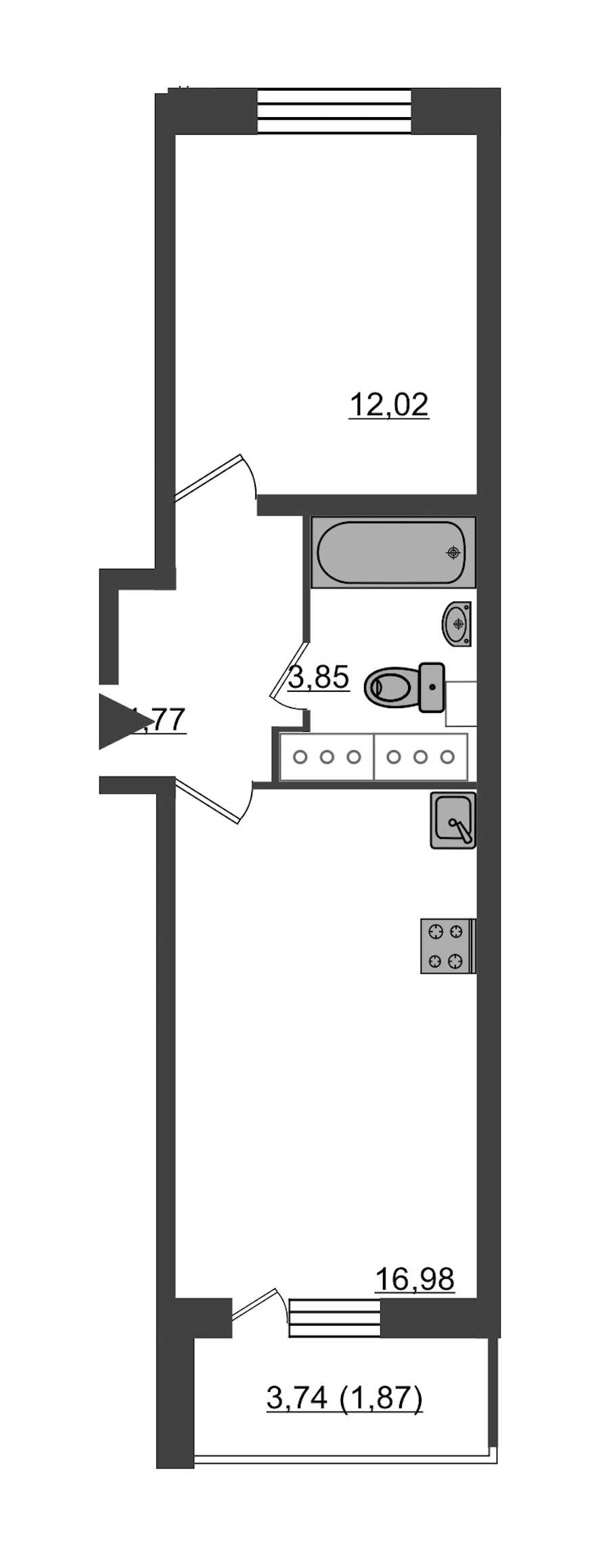 Однокомнатная квартира в : площадь 39.77 м2 , этаж: 23 – купить в Санкт-Петербурге